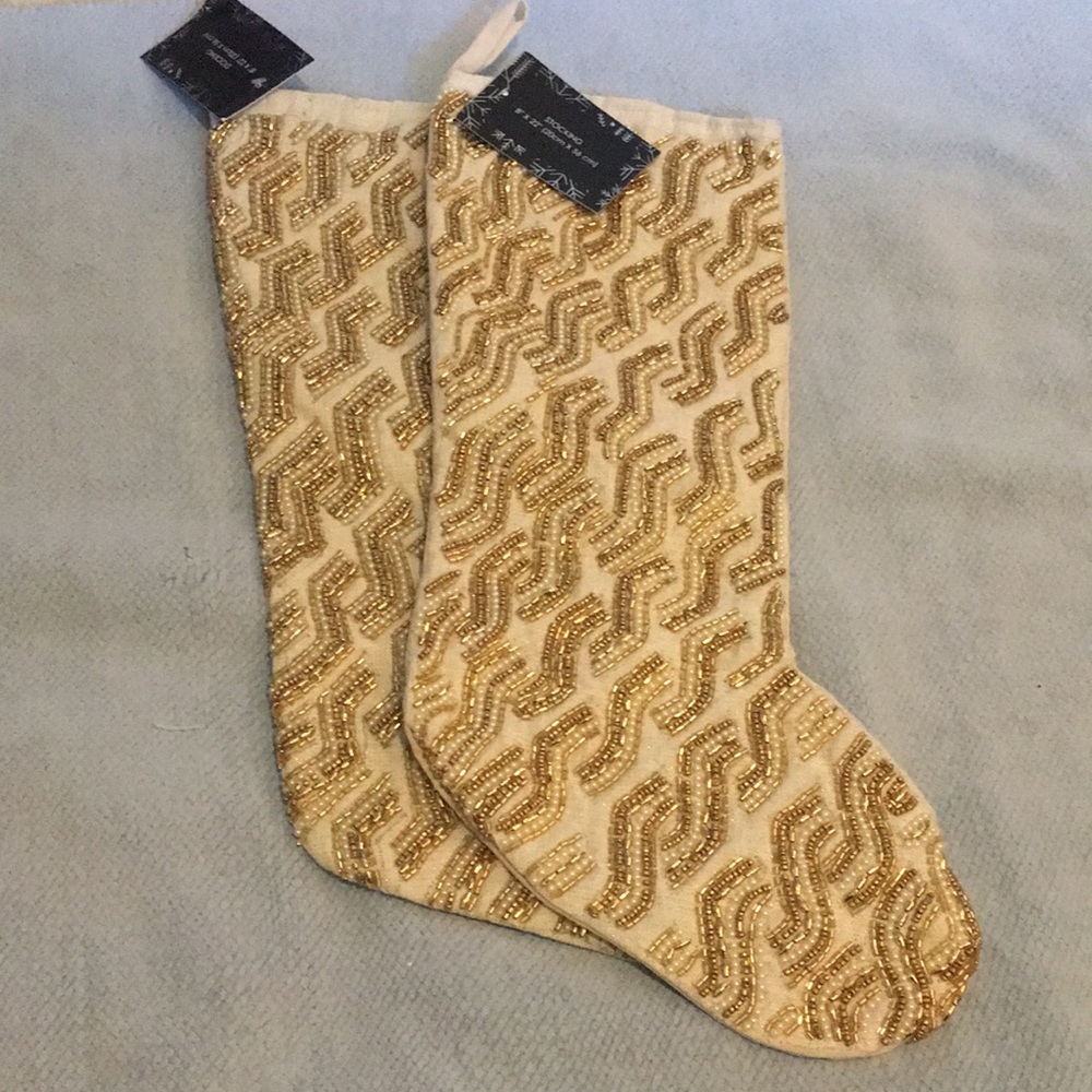 Tahari Gold beaded Christmas Stocking (2)